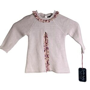 Cynthia Rowley Girls Tan Knit Dress‎ Pink Floral Ruffles & Insert 6-9 Months NWT